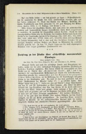 Nachtrag zu der Studie über altchristliche monumentale Theologe : (diese Zeitschrift 1915, 242)