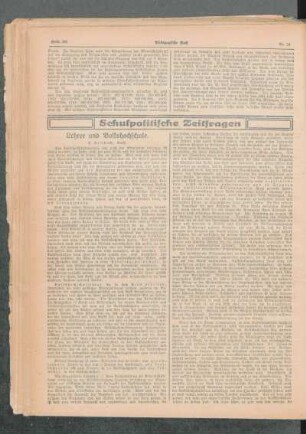 Lehrer und Volkshochschule : [Schulpolitische Zeitfragen]