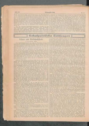 Lehrer und Volkshochschule : [Schulpolitische Zeitfragen]