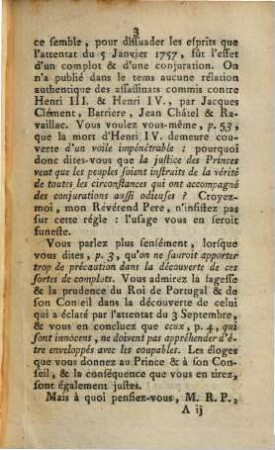 Réponse au Jésuite auteur de la lettre au sujet de la découverte de conjuration formée contre le roi du Portugal