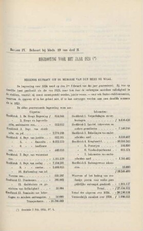 Bijlage IX. Behoort bij bladz. 29 van deel II. Begrooting voor het jaar 1824