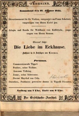 Theaterzettel. 1844