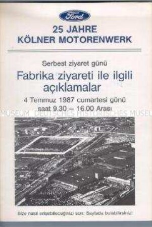 Programm einer Veranstaltung zum 25jährigen Jubiläum des Kölner Motorenwerks (in türkischer Sprache)