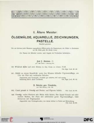 Ältere Meister. Ölgemälde, Aquarelle, Zeichnungen, Pastelle (Nr. 240-273)