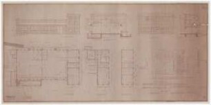 Maschinenfabrik Wisch und Co., Berlin-Spandau Erweiterungsbau: Werkhalle: Erdgeschoss, Obergeschoss, Dachgeschoss, Seitenansicht, Hofansicht, Querschnitt, Schnitt A-B 1:100