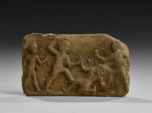 Terrakotta-Relief: Gilgamesch und Enkidu im Kampf mit Humbaba