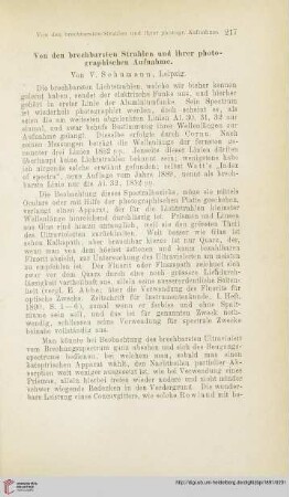 Von den brechbarsten Strahlen und ihrer photographischen Aufnahme