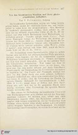 Von den brechbarsten Strahlen und ihrer photographischen Aufnahme
