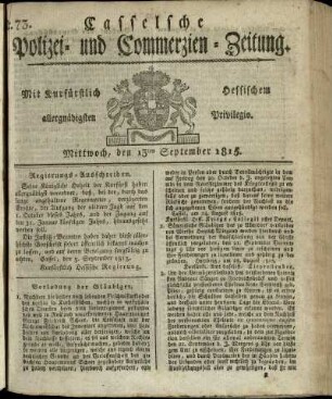 Nr. 73, Mittwoch, den 13ten September 1815