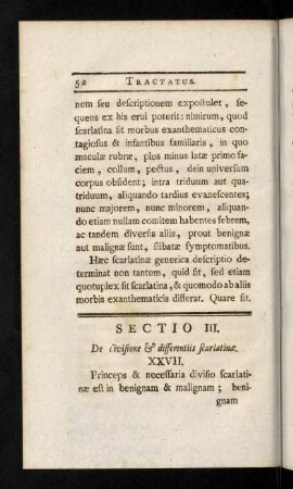 52-58, Sectio III. De divisione & differentiis scarlatinae.