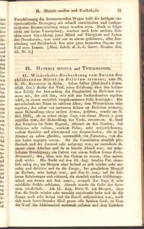 II. Materia medica und Toxikologie.