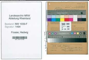Entnazifizierung Hedwig Froese , geb. 27.11.1906 ()