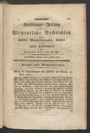 37tes Stück, Gotha, den 14. Aug. [!] 1799.
