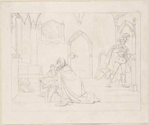 Zu Shakespeares "Hamlet", Blatt 8, 3. Akt, 3. Szene: Hamlet trifft auf den betenden König