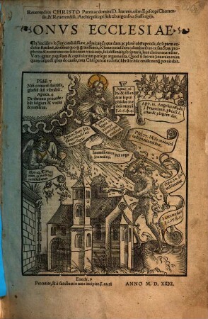 Reuerendi in Christo Patris ac domini, D. Ioannis, olim Episcopi Chemensis & Reuerendiss. Archiepiscopi Saltzburgensis a Suffragijs, Onvs Ecclesiae : In hoc libro ... admiranda quaedam ac planè obstupenda, de septem ecclesiae statibus, abusibus quoq[ue] grauissimis,& futuris eiusdem calamitatibus ex sanctor[um] prophetijs & nouarum reuelationum vaticinijs, solidissimisq[ue] scripturis, luce clarius enarra[n]tur. ...