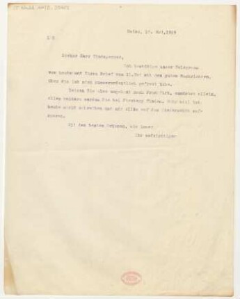 Brief an Lothar Windsperger : 16.05.1919