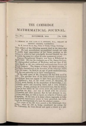 I. Memoir of the late.