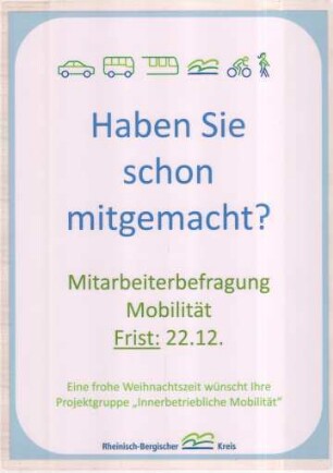 Projektgruppe "Innerbetriebliche Mobilität" - Mitarbeiterbefragung 2017 (Plakat 1)