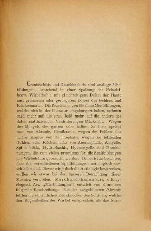Über Cranio-Rhachisschisis : nebst Mittheilung eines seltenen Falles dieser Missbildung