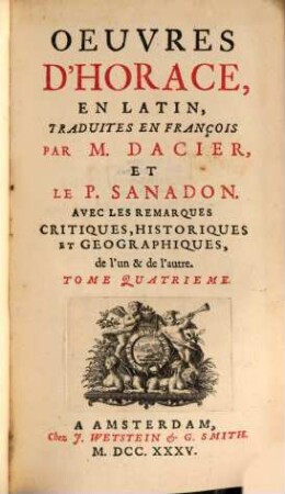 Oeuvres D'Horace : En Latin, 4. Contenant les Livres IV. et V. des Odes d'Horace