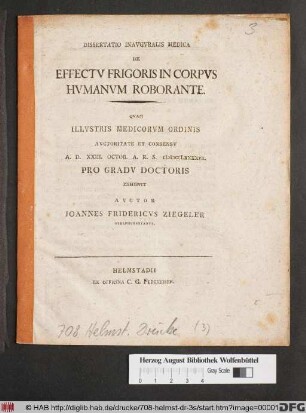 Dissertatio Inavgvralis Medica De Effectv Frigoris In Corpvs Hvmanvm Roborante