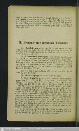 II. Kommun- und bürgerliche Nachrichten