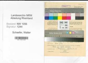 Entnazifizierung Walter Schaefer , geb. 24.09.1917 (Angestellter)