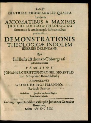 4: Demonstrationis Theologicae Indolem Uberius Delineans