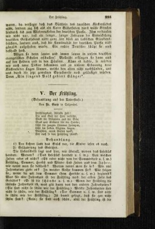 ¬Der¬ Frühling : (Behandlung auf der Unterstufe)