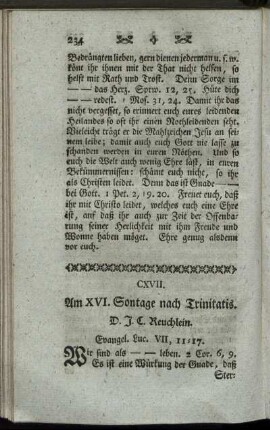 CXVII. Am XVI. Sonntage nach Trinitatis. Evangel. Luc.VII, 11-17.