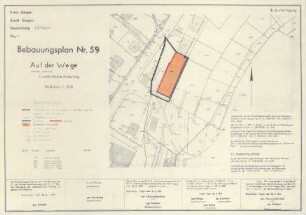 Bebauungspläne: Bebauungsplan Nr. 59, Auf der Wege - Untere Dorfstraße, 1. vereinfachte Änderung, 3. Ausfertigung, Kreis Siegen, Stadt Siegen, Gemarkung Bürbach, Flur 5