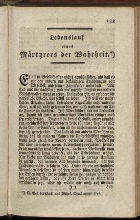 Lebenslauf eines Märtyrers der Wahrheit