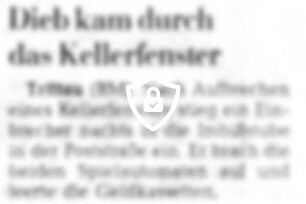 Dieb kam durch das Kellerfenster