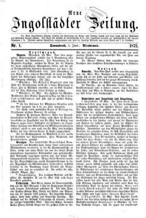 Neue Ingolstädter Zeitung. 1872 = Jg. 1