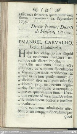 Emanuel Carvalho, Lector Conductarius