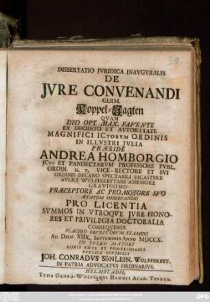 Dissertatio Jvridica Inavgvralis De Jvre Convenandi Germ. Koppel-Jagten
