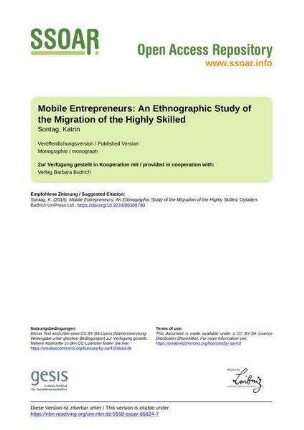 Mobile Entrepreneurs: An Ethnographic Study of the Migration of the Highly Skilled