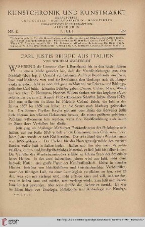 Neue Folge 33 = Jahrgang 57: Carl Justis Briefe aus Italien