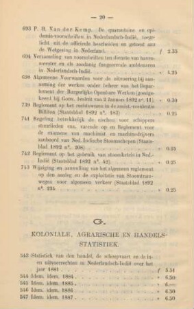 G. Koloniale, agrarische en handelsstatistiek