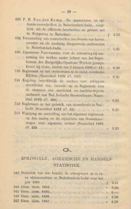 G. Koloniale, agrarische en handelsstatistiek
