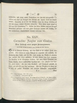 No. XXIV. Cornelius Janson van Ceulen. Das Bildniß eines jungen Frauenzimmers