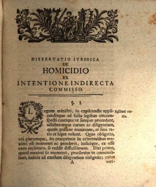 Diss. iur. de homicidio, ex intentione indirecta commisso