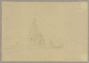 Östliche Ansicht der St. Georgskapelle mit Friedhof in Gundelsheim