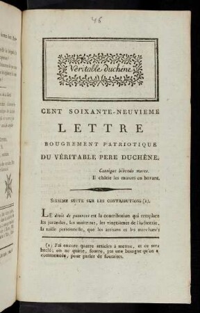 169. Lettre Bougrement Patriotique Du Veritable Pere Duchene