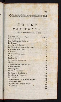253-254, Table des Contes