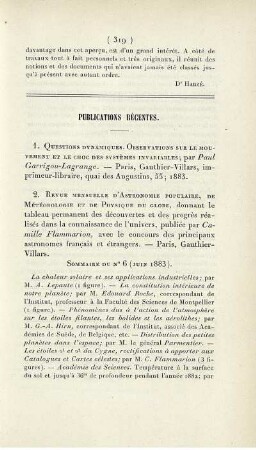 Publications récentes.