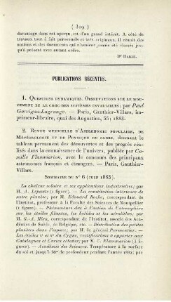 Publications récentes.