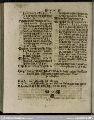 Einige wenige Druck-Fehler, welche in diese andere Aufflage eingeschlichen, beliebe der geneigte Leser folgender Gestalt zu verbessern