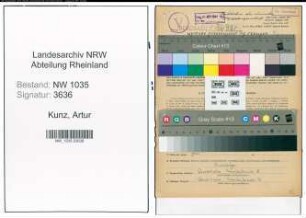 Entnazifizierung Artur Kunz , geb. 11.09.1913 (Kaufmaennischer Angestellter)