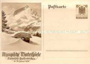 Postkarte zu den Olympischen Winterspielen in Garmisch-Patenkirchen